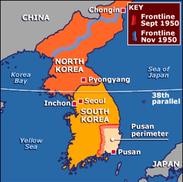 Korea Map During The Korean War - Freddy Bernardine